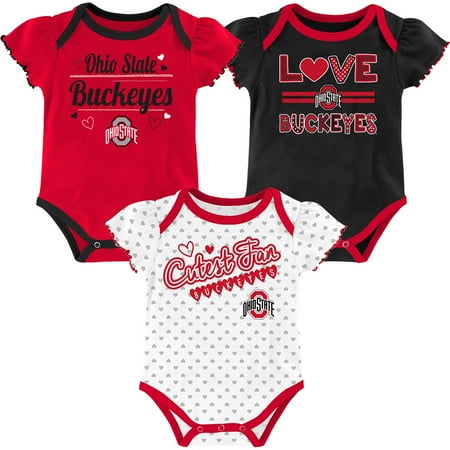Girls Black Bodysuit - Girls Infant Black/White/Scarlet Ohio State Buckeyes 3-Pack Team Bodysuit Set