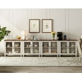 thumbnail image 5 of 4-in-1 TV Stand, Wood Console Table Storage Cabinet for Living Room, Kitchen Sideboard Buffet Cabinet With Glass Door for Dining Room, Rustic White, 5 of 7