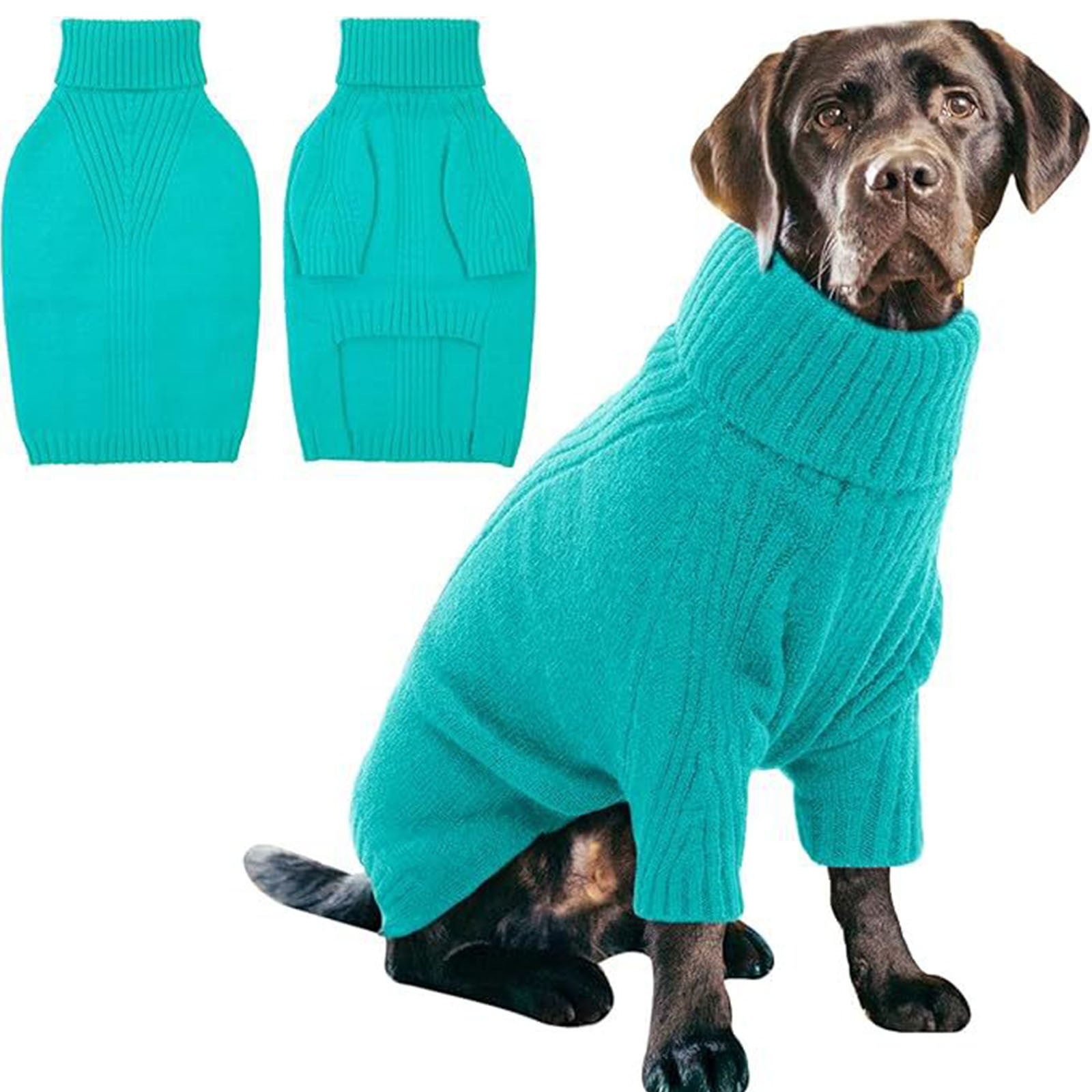 Qyaukm Dog Sweater,1Pc Thermal Knit Big Dog Sweater,Pet Turtleneck Doggy Sweatshirt for Extra Large Dogs Boy Girl,Stretchy Large Dogs Cold Weather Outfit Pitbull Clothes, Black L