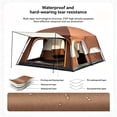 thumbnail image 5 of Cabin Style Camping Tent, 8-12 Person Waterproof Family Tent with 210D Oxford Fabric, All-Weather Outdoor Tent with Large Mesh Windows & PE Floor for Hiking, Backyard & Group Camping, Coffee, 5 of 11