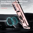 thumbnail image 6 of Heavy Duty Armor Case for Samsung Galaxy A32 5G, Rugged PC Soft TPU Military Grade Shockproof Metal Magnetic Car Mount Shockproof Cover with Camera Lens Sliding Ring Holder Bracket Case,Rosegold, 6 of 8