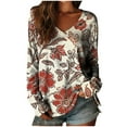 thumbnail image 3 of XUNKUSGA Shirts for Women Classic Vintage Floral Tops for Women Casual V Neck Womens Long Sleeve T Shirts Lightweight Soft Cotton Loose Ladies Tops and Blouses S-2XL, 3 of 3
