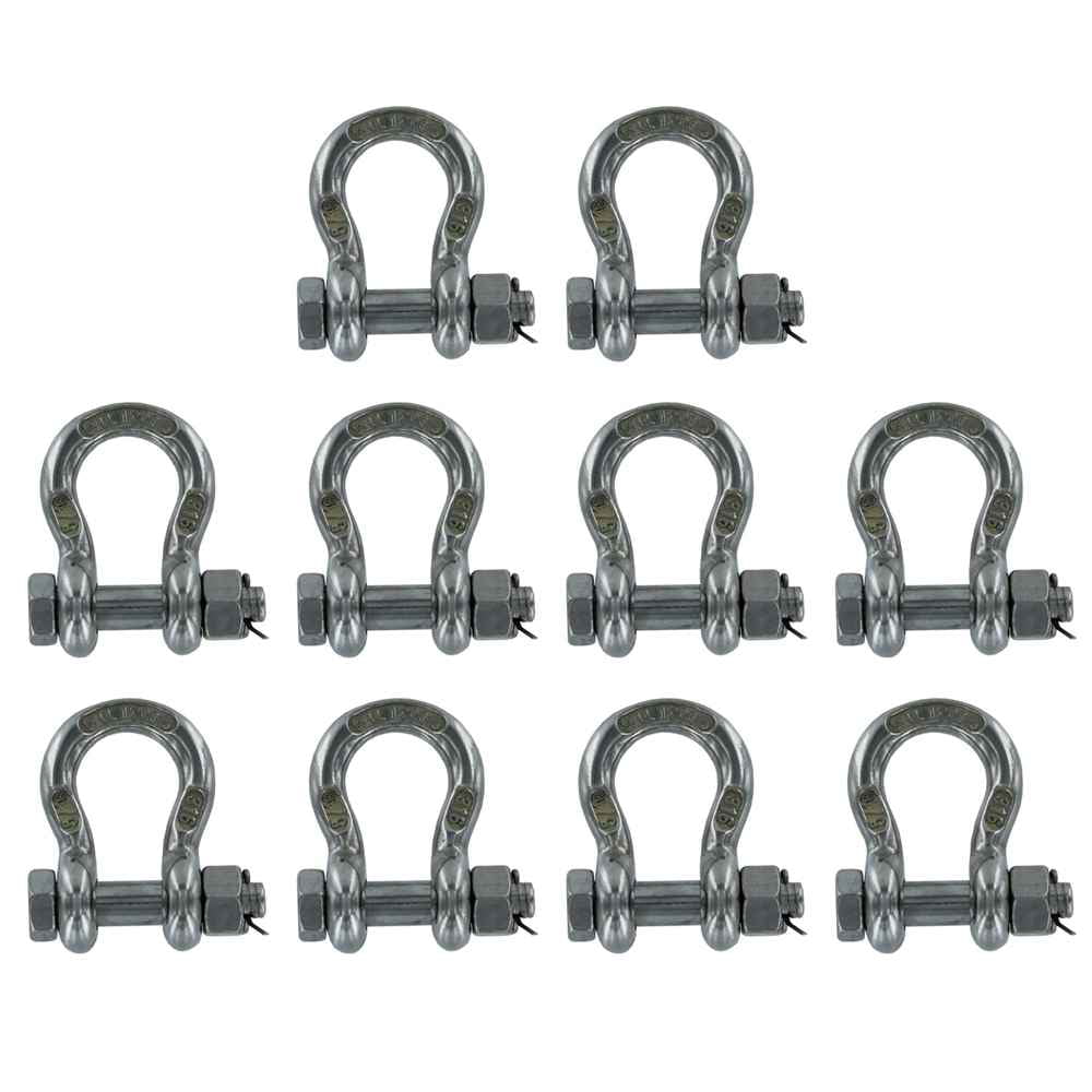 5pc 3/16" Safety Bolt Shackle Stainless Steel T316 Bolt Pin Anchor Shackle 