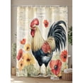 thumbnail image 4 of Rooster Chicken Shower Curtain, Flowers Watercolor Vintage Farm Waterproof Shower Curtain Set with 12 Hooks Lightweight Washable Fabric Shower Curtains for Bathroom 72x84 Inches, 4 of 6