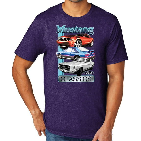 Ford Mustang Classics Men's TriBlend Tee Shirt, 2XL Team Purple Heather