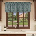 thumbnail image 6 of 2 Pack Valances for Window, Green Mediterranean Short Curtains for Kitchen Bedroom Living Room, Vintage Abstract Geometric Floral Texture Rod Pocket Small Window Treatment Valance Drapes 54 x 18 Inch, 6 of 8