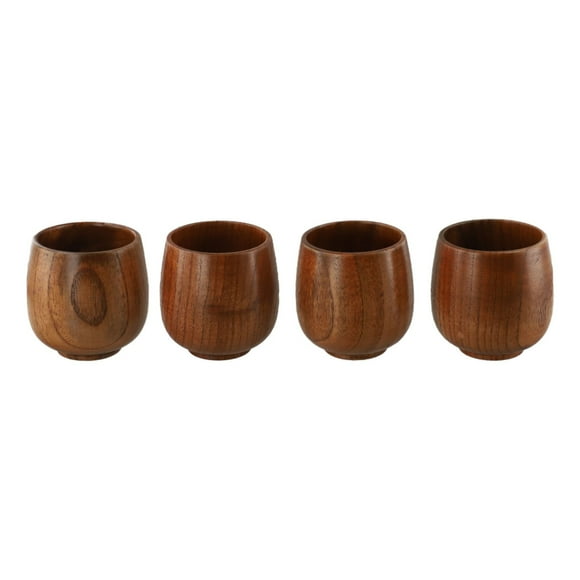 4 piezas de Tazones de Madera para Té - Copas de Sake únicas de Madera de Jujube para té, café y sake