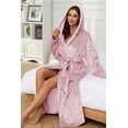 thumbnail image 5 of HEARTNICE Womens Hooded Robe, Soft Warm Fleece Bathrobes Full Length Plush House Coat,(Dusty Pink,S-M), 5 of 5