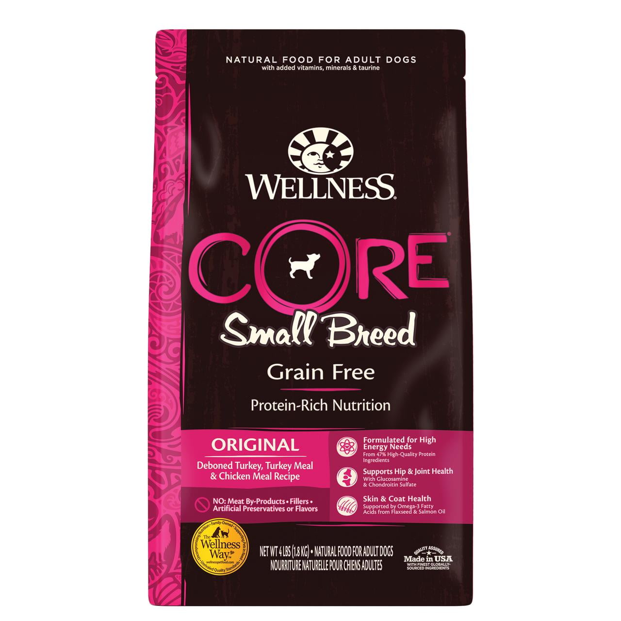 Wellness CORE Natural Grain Free Dry Dog Food, Small Breed, 4Pound Bag