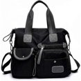 thumbnail image 1 of Tote Bag for Women,Large Capacity Top Handle Handbags with Multi Pockets & Zip,Lightweight Ladies Shoulder Bags,Nylon Cross body(Pure Black), 1 of 5
