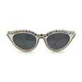 thumbnail image 3 of Full Crowned Rhinestone Studed Classic 20s Gothic Cat Eye Sunglasses White Black, 3 of 4