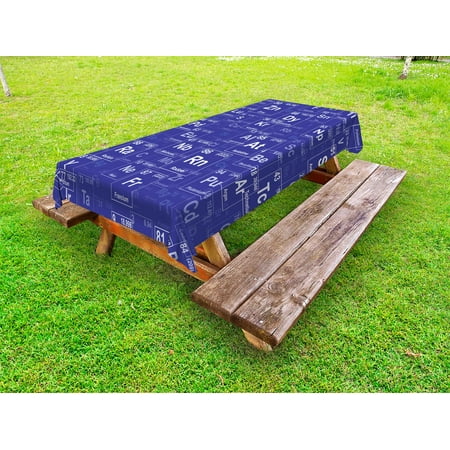 Periodic Table Outdoor Tablecloth Chemistry Elements In Abstract Style Science Classroom Backdrop Decorative Washable Fabric Picnic Table Cloth 58