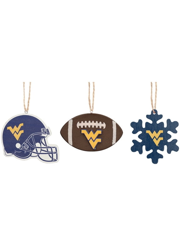 The Memory Company West Virginia Mountaineers Three-Pack Helmet, Football & Snowflake Ornament Set
