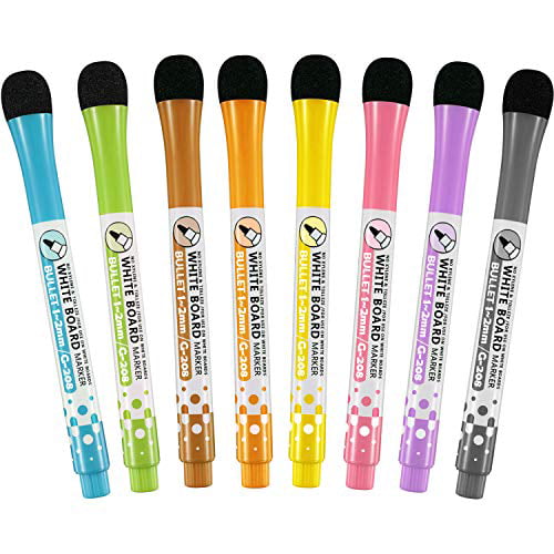 8 Colors Set Magnetic White Board Marker Pens With Eraser Erase F5X7 Dry J6P9 