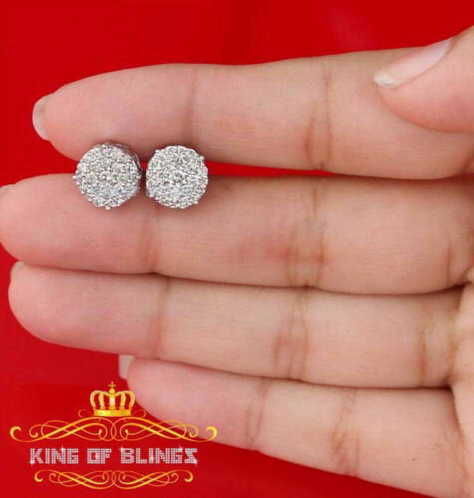 King of Bling's 10K Real White Gold with 1.00CT Real Diamond Men's/Women's Stud Earrings