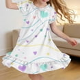 thumbnail image 2 of IFNWSV Girls Summer Dresses Solid Color Short Puff Sleeve Ruffled Hem Casual Breathable Polyester Sleeping Dress Multicolor 10-11 Years, 2 of 7