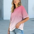 thumbnail image 5 of WRKEKC Short Sleeve Shirts for Women, Summer T-Shirts for Women, Women's Trendy Casual Short Sleeve Gradient Printed Pocket Ladies Round Neck Blouse, 5 of 8