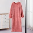 thumbnail image 2 of Kilaqueen Cable Knitted Long Robes for Women Casual Crew Neck Housecoat Winter Warm Pajamas Bathrobe Dressing Gown Soft Pullover Sleepwear, 2 of 4