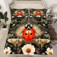 thumbnail image 2 of Castle Fairy Red Ladybird Moth Queen Sheet Sets,Vintage Flower Daisy Bed Set, 2 of 7