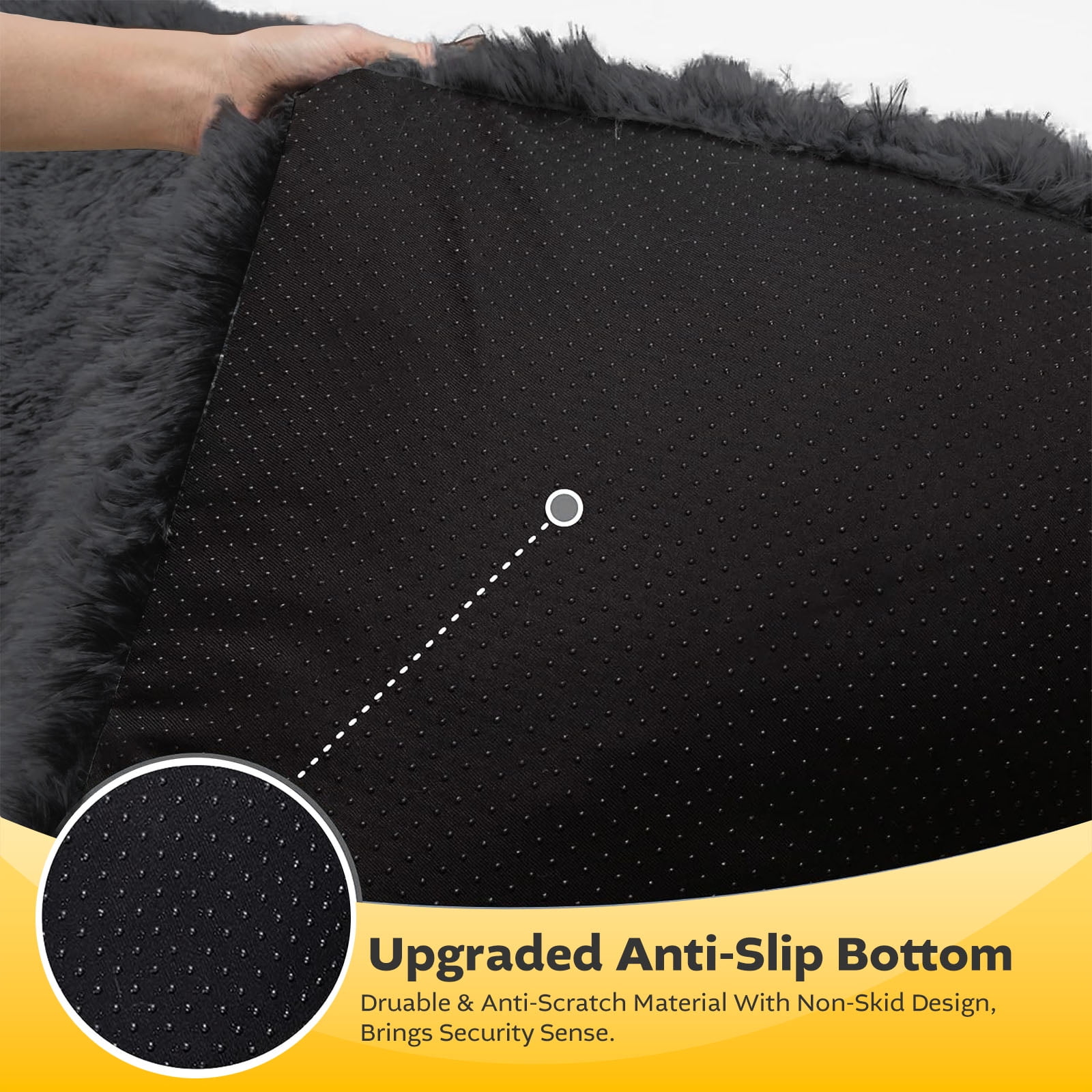 Soft Fluffy Dog Bed Washable Dog Beds for Large Medium Dogs Pet Beds 35"L x 23"W,Dark Gray