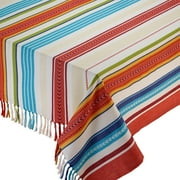 Design Imports Baja Stripe Fringed Tablecloth 52 x 52" by Design Imports