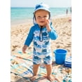 thumbnail image 4 of BemeyourBBs Newborn Baby Boy Girl One Piece Swimsuit with Sunhat Infant Boys Bathing Suit Long Sleeve Rash Guard UPF 50+ Turtle Shark Coconut Tree Printed Zipper Swimwear Summer Beachwear, 4 of 9
