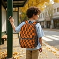 thumbnail image 6 of Orange and Brown Wavy Checkered 17" School Backpacks for Teens,Waterproof Oxford Fabric,S-Shape Padded Straps for School,Travel,Hiking,Camping, 6 of 6