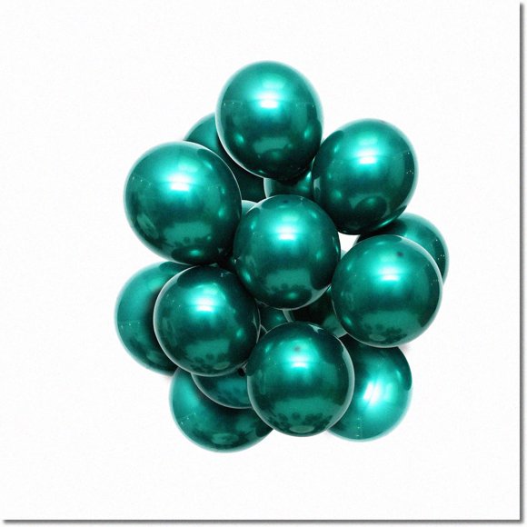 Emerald Chrome Burst: Vibrant Double-Layer Latex Balloons - 50pcs 12" Double-Filled for Weddings, Showers, Birthdays & More!