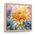 thumbnail image 2 of Designart "Contemporary Azure And Lemon Chrysanthemums" Chrysanthemums Floater Framed Wall Art Living Room, 2 of 5