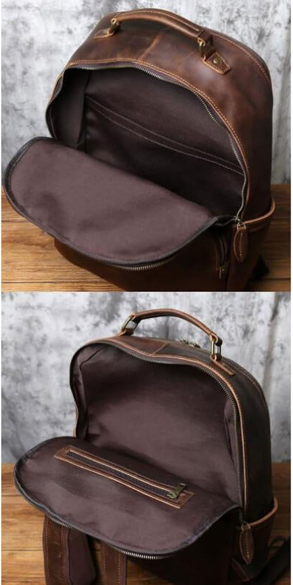 RKXQT Mens Luggage Backpacks Computers Bags Leather Travel Bags Casual Daypack Briefcases Laptop Bags(Brown)