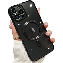 Magnetic Case for iPhone 15 Pro Max Case Clear Compatible with MagSafe Built-in Camera Lens Protector Soft Slim Shockproof Phone Case Cover for iPhone 15 Pro Max 6.7" - Black