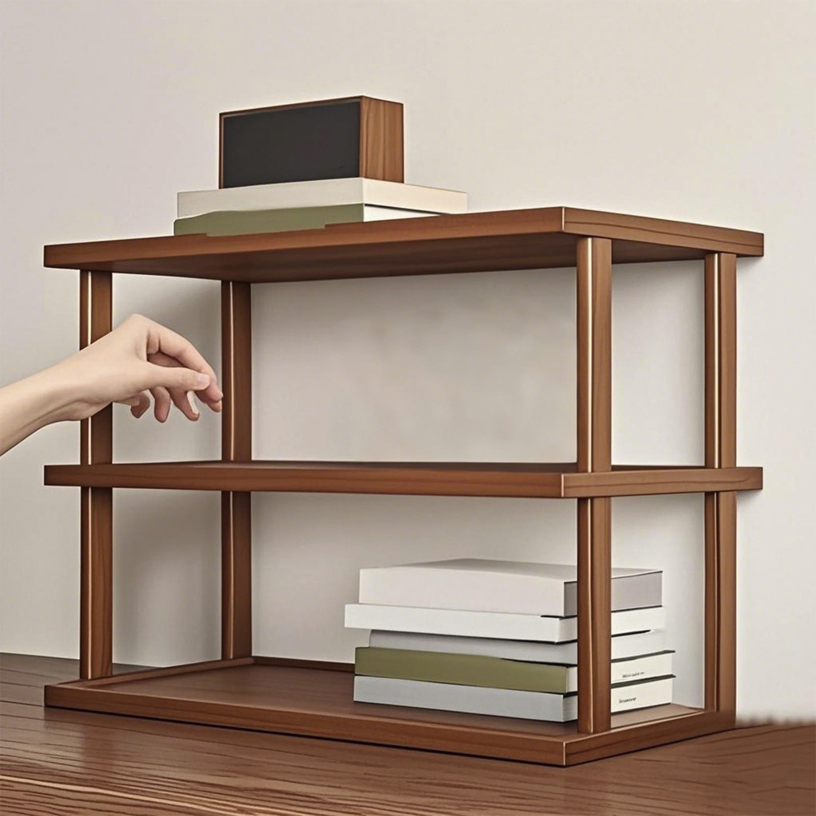 3 Tier Wooden Shelf Bookcase, Modern Open Bookshelf Bamboo Shoe Rack Storage Rack, Multifunctional Display Stand Organizer For Living Room Bedroom Office Entryway Practical Home Furniture