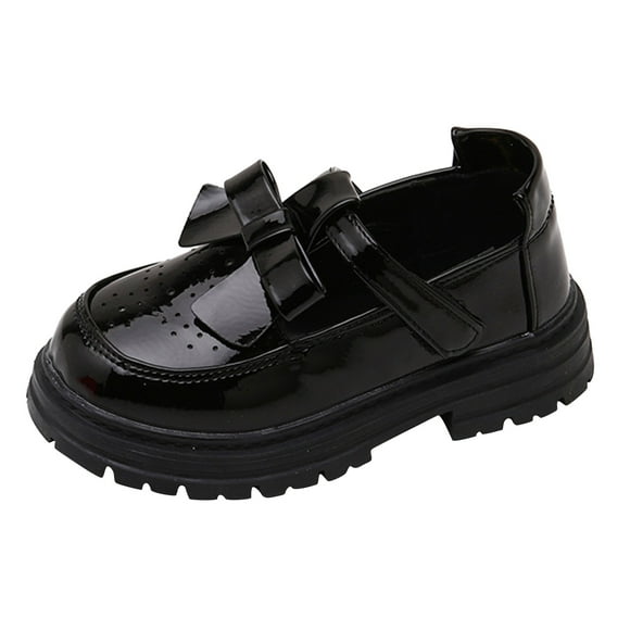Wdgfv Uniform Shoes for Girls Loafers Back to School Mary Jane Toddler School Shoes Flats Non-Slip Sole Casual Dress Shoe Black 10.5-11 Years
