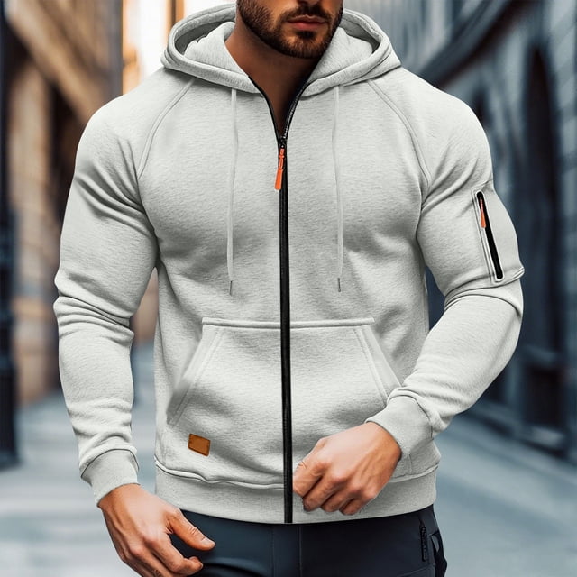 Ceisia Men's Oversize Hooded Full-Zip Color-Accent Fleece Hooded Jacket Gift