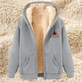 thumbnail image 2 of ZUKMRJPC Womens Zip Up Hoodies Solid Color Drawstring Cute Christmas Print Hooded Sweatshirt Fall Winter Warm Fleece Lined Outwear with Pocket, 2 of 8