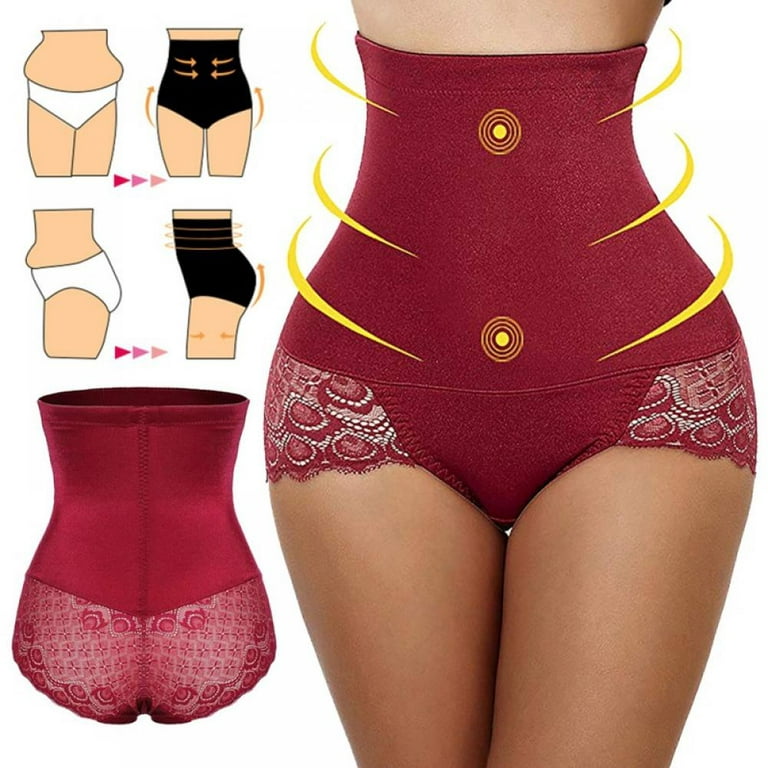 Women's Seamless High Waist Belly Control Underwear Hip Control Panties,Pink