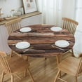 thumbnail image 4 of Round Fitted Tablecloth,Dark Wood, Elastic Edged Table Cover, Outdoor & Indoor, Picnic, Patio, Lodge Party Decor Present, Tablecloth Size 50"(Fit for 38.2"-42.1" Table), 4 of 4