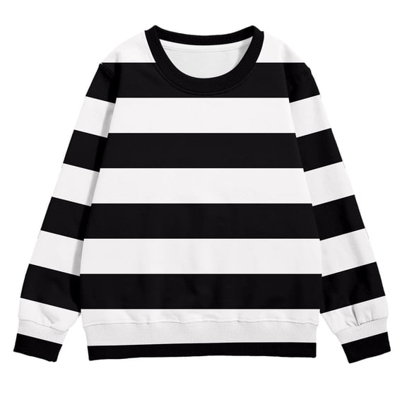 Toddler Girls Oversized Sweatshirts Crew Neck Striped Print Long Sleeve Casual Top Soft Knit For Kids Pullover Fall Back to School Clothes Size 2-3T