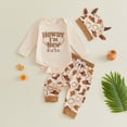 thumbnail image 2 of UAYOTSE Baby Boys Farm Theme Clothing Set Long Sleeve Bodysuit Printed Pants Cow Ear Hat Infant Daily Outfit Size 3-6 Months, 2 of 7