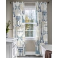 thumbnail image 4 of Eiffel Tower Sheer Curtains 84 Inch Length 2 Panels Set for Living Room/Bedroom, European Architectural Retro Hand-Painted Kitchen Curtains Grommet Semi-Sheer Curtains Window Treatments 52"x84"x2, 4 of 7