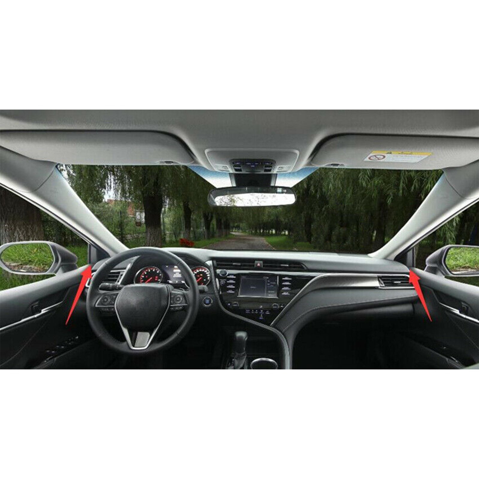 CKE For Toyota Camry 2018 2019 2020 Interior Front Door Window A-Pillar Cover Trim Carbon Fiber Texture 2pcs 