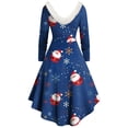 thumbnail image 4 of Joyeux Noël TIMIFIS Mode Automne pour Femmes Robe Vintage à Fleurs Évasée en Ligne A Swing Décontractée pour Fête Robe de Fête pour Femmes, 4 of 5