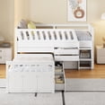 thumbnail image 2 of L-shaped  Space-Saving Twin Loft and  Twin  Platform Bed with 7 Drawers and Full Guardrails(WHITE), 2 of 22