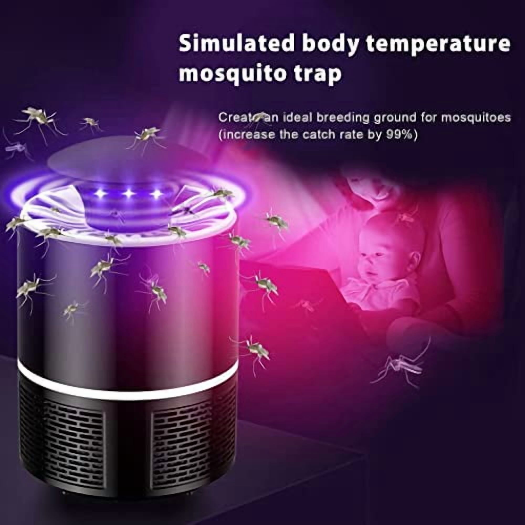Fruit Fly Trap, Electric Mosquito & Fly Zappers/Killer - Insect Attractant Trap Powerful Little Gnats, Hangable Mosquito Lamp for Home, Indoor, Outdoor, Patio (Black)