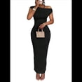 thumbnail image 1 of Vestido Elegante de Verano para Mujer, de Corta, Ajustado, para Cóctel, Graduación, con Hombros Descubiertos y Corte Oblicuo. Negro XL, 1 of 7