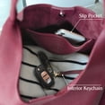 thumbnail image 5 of Bolso Hobo HOXIS de piel vegana suave para mujer, color rojo oscuro, 5 of 5