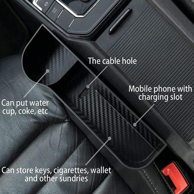Car Seat Gap Filler Organiser,Car Organizer Front Seat Gap Filler with Cup  Holder PU Leather Car Console Side Pocket with Usb Charging Hole for  Cellphones,Cards,Wallet, Drink Cups,Passenger-side 