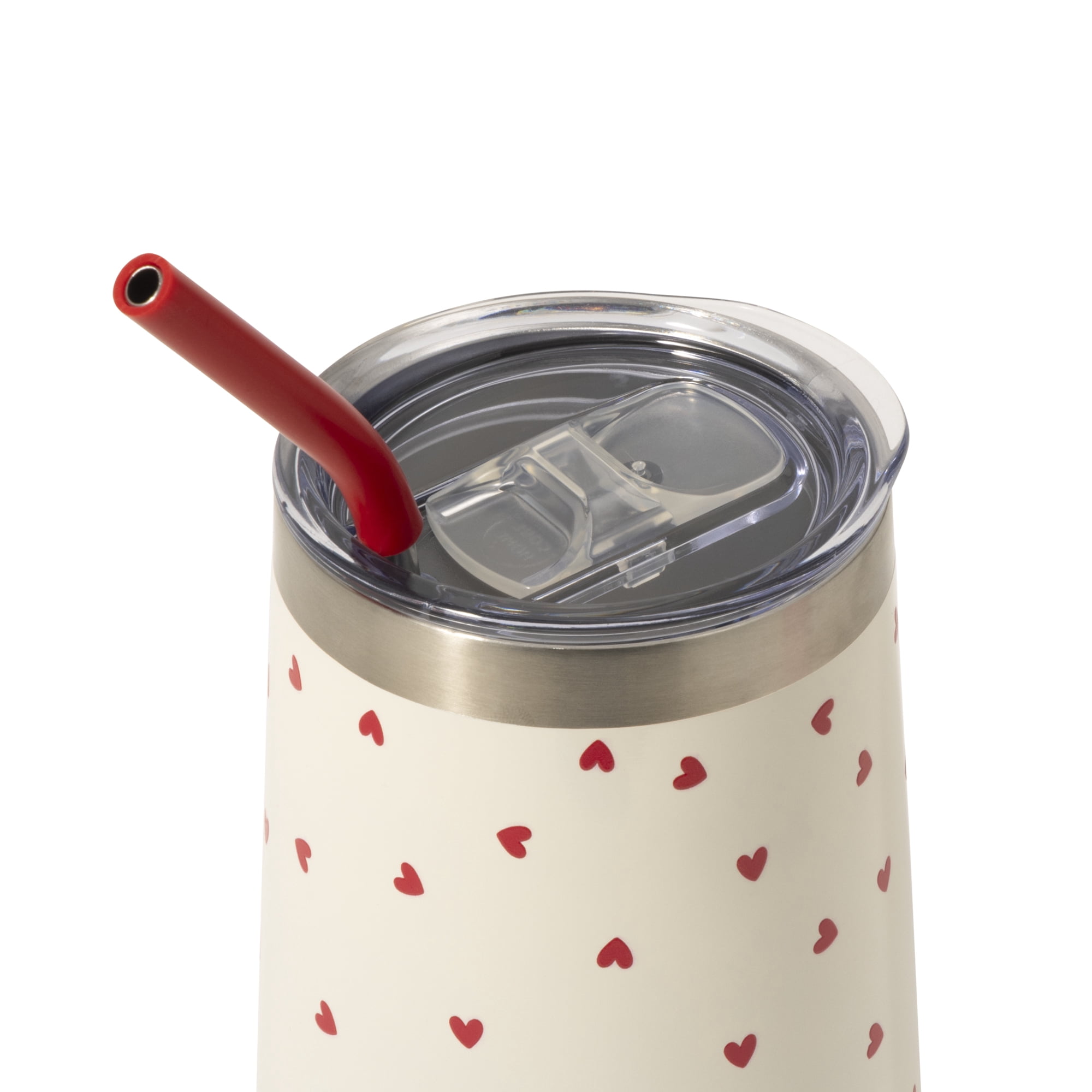 TAL 16oz Stainless Steel Wine Tumbler with Straw, Hearts