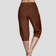 thumbnail image 6 of TANGQIOP Women'S Causal Pants Clothes Knit 3/4 Length Slim Elasticized High Waisted Drawstring Pocket Athletic Solid Color Capris Brown S, 6 of 6