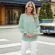 thumbnail image 5 of Camisa de Holgada de Larga con Cuello Redondo y Color Liso para Mujer, Elegante y A . Verde XXL, 5 of 10